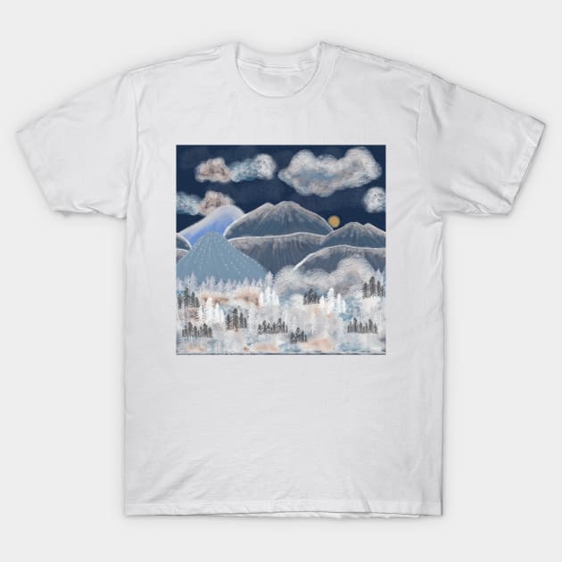 Mountain snow winter scene T-Shirt by GULSENGUNEL